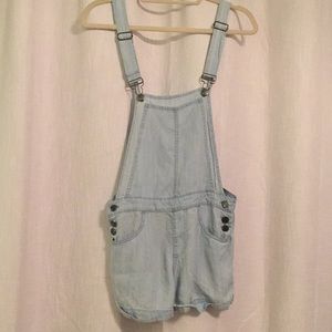 Rails light wash denim overalls